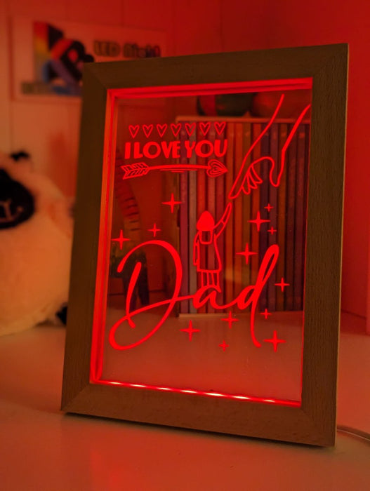 I Love You Dad Personalised Quote Timber Frame USB 3D LED Night Light Lamp - KustomboxNight Lights & Ambient LightingKustomboxTimber Frame Light - $34.99