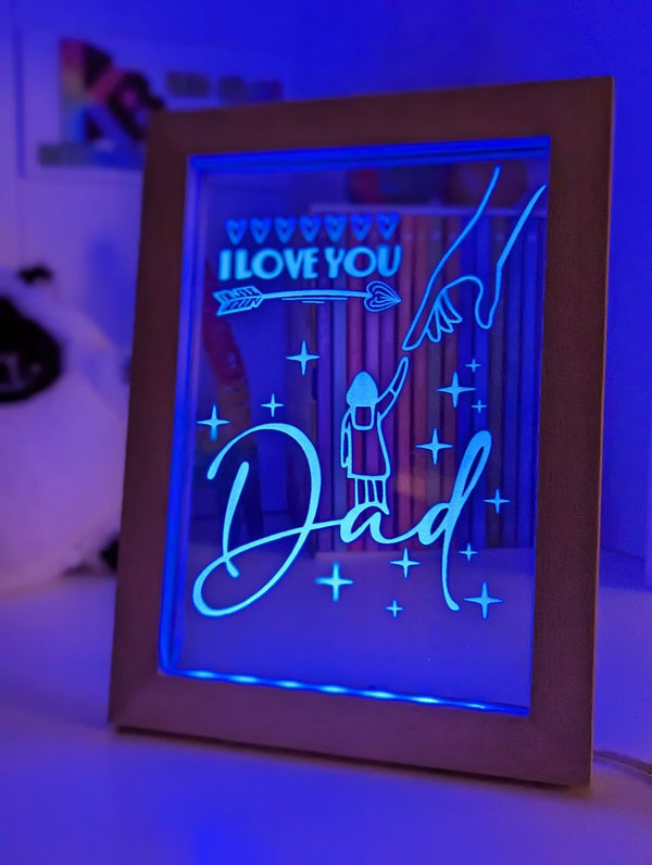 I Love You Dad Personalised Quote Timber Frame USB 3D LED Night Light Lamp - KustomboxNight Lights & Ambient LightingKustomboxTimber Frame Light - $34.99