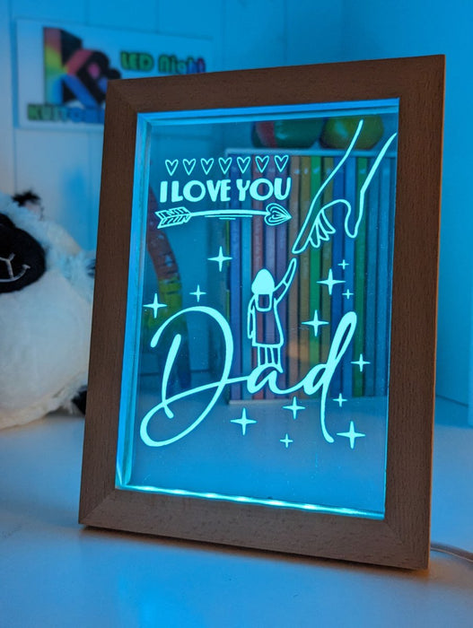 I Love You Dad Personalised Quote Timber Frame USB 3D LED Night Light Lamp - KustomboxNight Lights & Ambient LightingKustomboxTimber Frame Light - $34.99