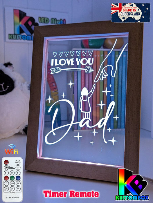 I Love You Dad Personalised Quote Timber Frame USB 3D LED Night Light Lamp - KustomboxNight Lights & Ambient LightingKustomboxTimber Frame Light - $34.99