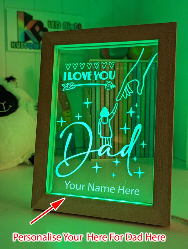 I Love You Dad Personalised Quote Timber Frame USB 3D LED Night Light Lamp - KustomboxNight Lights & Ambient LightingKustomboxTimber Frame Light - $34.99