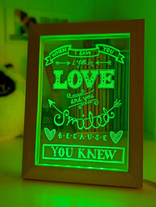 In Love With You Personalised Message Quote Timber Frame USB 3D LED Night Light Lamp - KustomboxNight Lights & Ambient LightingKustomboxTimber Frame Light - $34.99