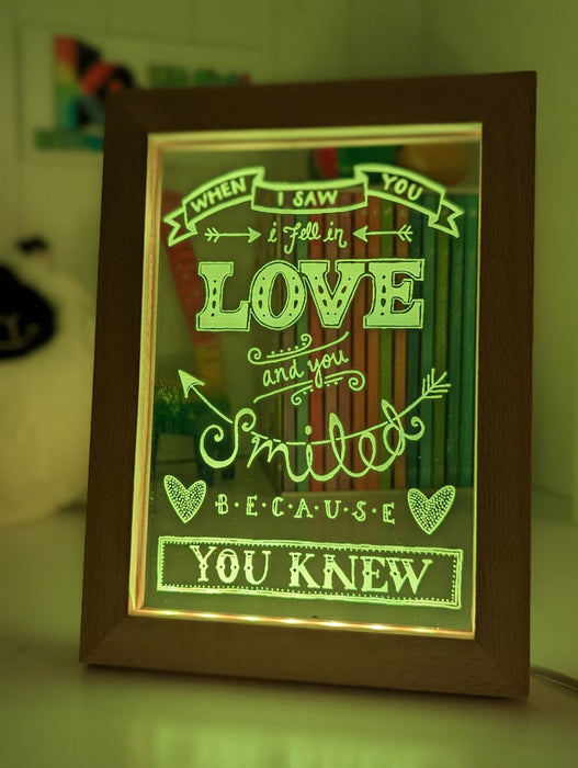 In Love With You Personalised Message Quote Timber Frame USB 3D LED Night Light Lamp - KustomboxNight Lights & Ambient LightingKustomboxTimber Frame Light - $34.99