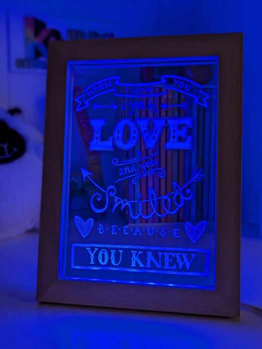 In Love With You Personalised Message Quote Timber Frame USB 3D LED Night Light Lamp - KustomboxNight Lights & Ambient LightingKustomboxTimber Frame Light - $34.99