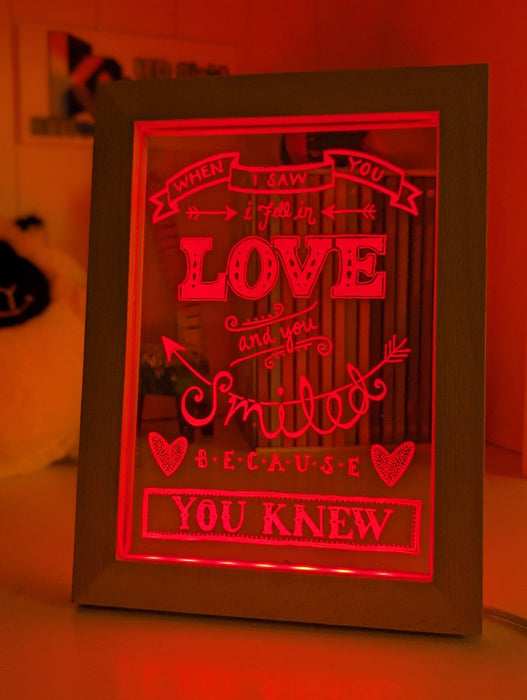 In Love With You Personalised Message Quote Timber Frame USB 3D LED Night Light Lamp - KustomboxNight Lights & Ambient LightingKustomboxTimber Frame Light - $34.99