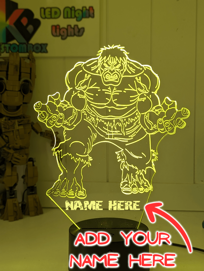 Incredible HULK 3D LED Night Light 7 Colour Remote Control - KustomboxNight Lights & Ambient LightingKustomboxStandard Size