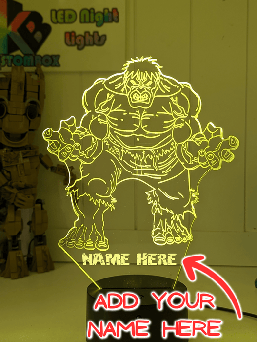 Incredible HULK 3D LED Night Light 7 Colour Remote Control - KustomboxNight Lights & Ambient LightingKustomboxStandard Size