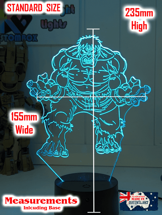 Incredible HULK 3D LED Night Light 7 Colour Remote Control - KustomboxNight Lights & Ambient LightingKustomboxStandard Size