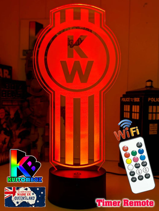 Kenworth Semi Truck Logo 3D LED Night Light Lamp - KustomboxNight Lights & Ambient LightingKustomboxStandard Size