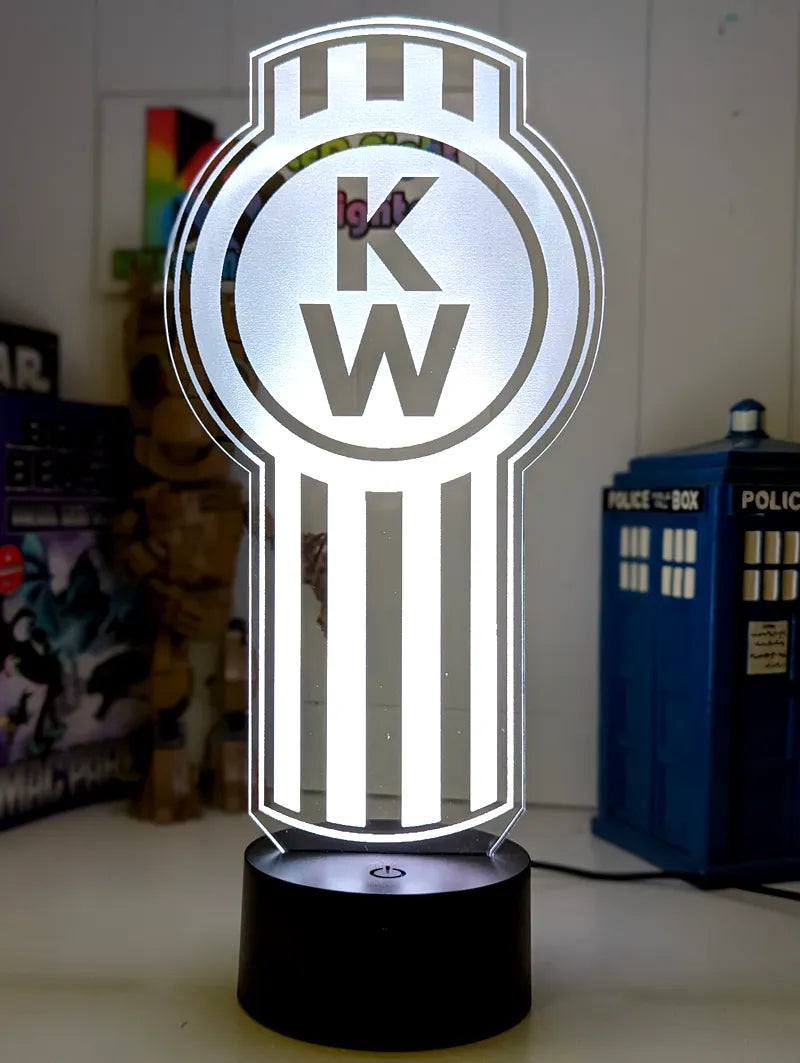 Decorative lamp with 'KW' Kenworth truck logo mancave lamp  