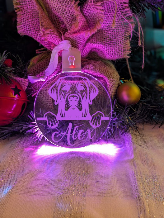 Labrador Retriever Dog Personalised Name Christmas Light Bauble Decoration - KustomboxNight Lights & Ambient LightingKustomboxBauble - Standard Size