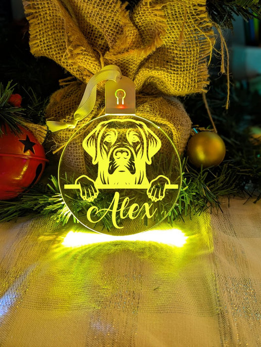 Labrador Retriever Dog Personalised Name Christmas Light Bauble Decoration - KustomboxNight Lights & Ambient LightingKustomboxBauble - Standard Size