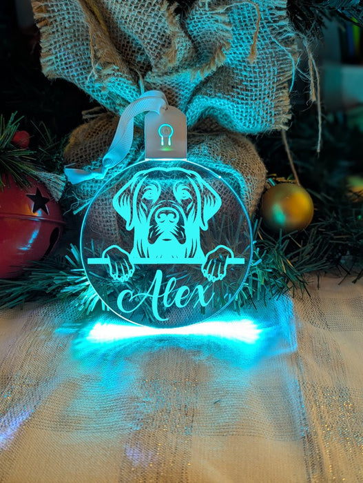 Labrador Retriever Dog Personalised Name Christmas Light Bauble Decoration - KustomboxNight Lights & Ambient LightingKustomboxBauble - Standard Size