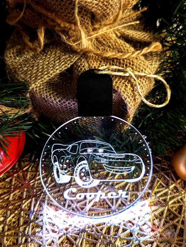 Lighting Mcqueen Personalised Christmas Tree Bauble 3D LED Light Decoration - KustomboxNight Lights & Ambient LightingKustomboxBauble Personalised