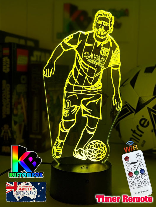 Lionel Messi Argentine Footballer Player 3D LED Night Light - KustomboxNight Lights & Ambient LightingKustomboxStandardWhite Crack Base