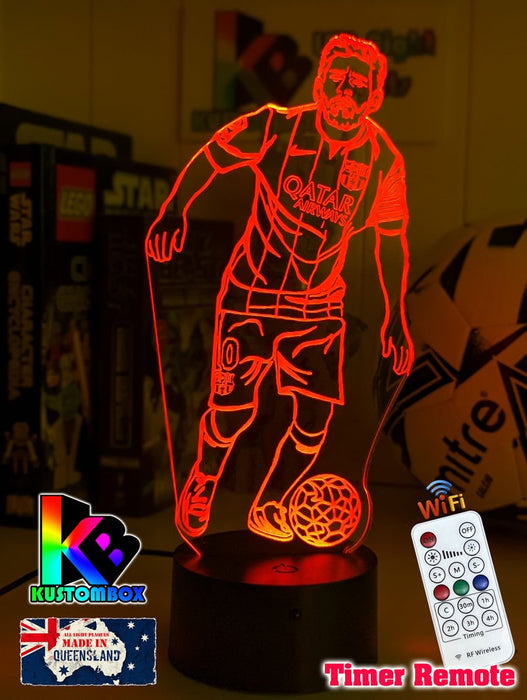 Lionel Messi Argentine Footballer Player 3D LED Night Light - KustomboxNight Lights & Ambient LightingKustomboxStandardWhite Crack Base