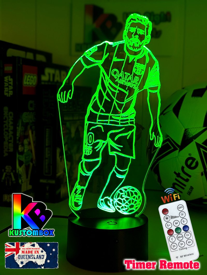 Lionel Messi Argentine Footballer Player 3D LED Night Light - KustomboxNight Lights & Ambient LightingKustomboxStandardWhite Crack Base