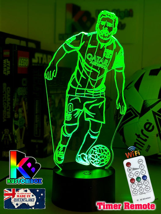 Lionel Messi Argentine Footballer Player 3D LED Night Light - KustomboxNight Lights & Ambient LightingKustomboxStandardWhite Crack Base