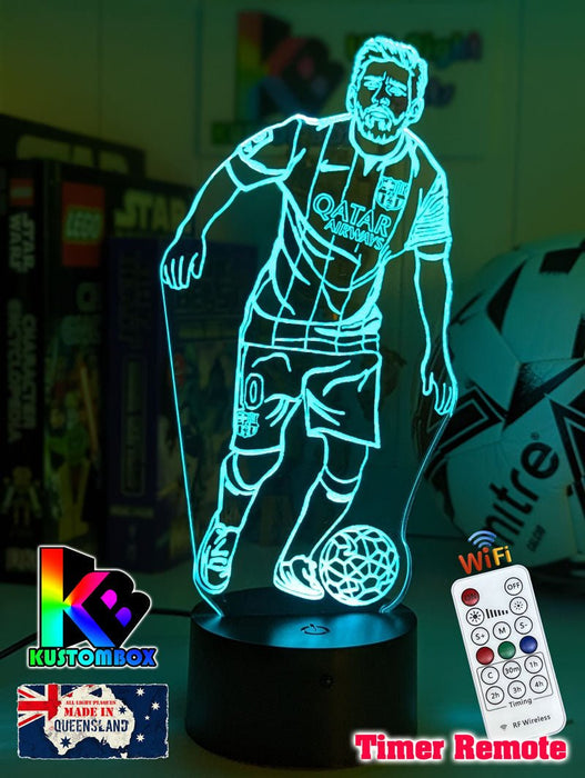 Lionel Messi Argentine Footballer Player 3D LED Night Light - KustomboxNight Lights & Ambient LightingKustomboxStandardWhite Crack Base