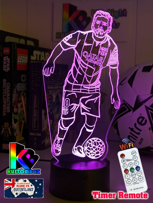 Lionel Messi Argentine Footballer Player 3D LED Night Light - KustomboxNight Lights & Ambient LightingKustomboxStandardWhite Crack Base
