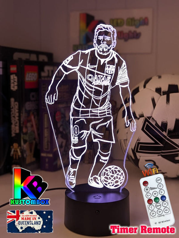 Lionel Messi Argentine Footballer Player 3D LED Night Light - KustomboxNight Lights & Ambient LightingKustomboxStandardWhite Crack Base