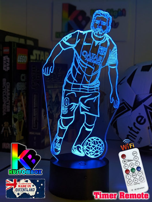 Lionel Messi Argentine Footballer Player 3D LED Night Light - KustomboxNight Lights & Ambient LightingKustomboxStandardWhite Crack Base