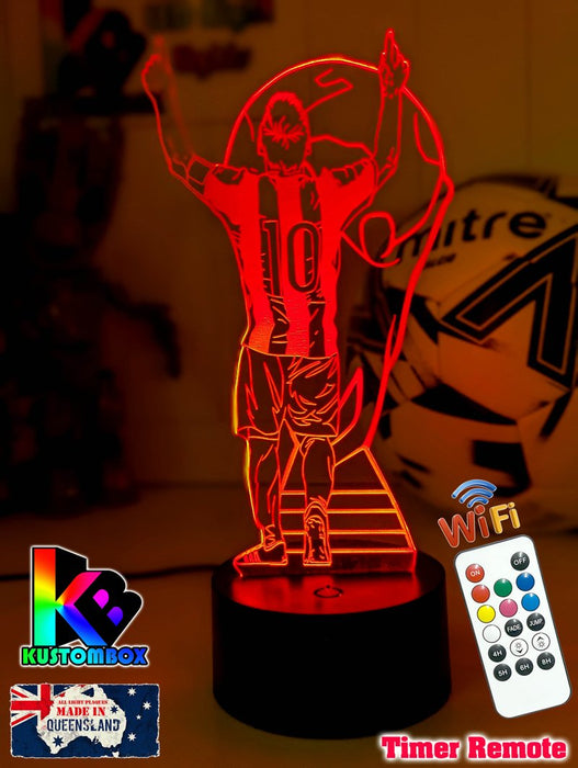 Lionel Messi Footballer Player World Cup 3D LED Night Light - KustomboxNight Lights & Ambient LightingKustomboxStandardWhite Crack Base