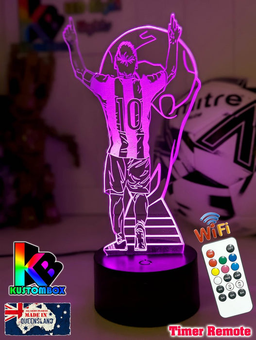 Lionel Messi Footballer Player World Cup 3D LED Night Light - KustomboxNight Lights & Ambient LightingKustomboxStandardWhite Crack Base