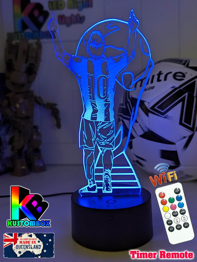 Lionel Messi Footballer Player World Cup 3D LED Night Light - KustomboxNight Lights & Ambient LightingKustomboxStandardWhite Crack Base