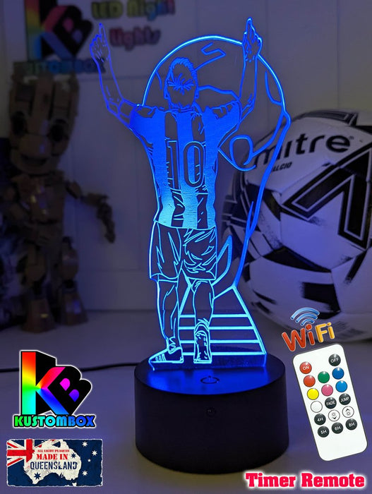 Lionel Messi Footballer Player World Cup 3D LED Night Light - KustomboxNight Lights & Ambient LightingKustomboxStandardWhite Crack Base