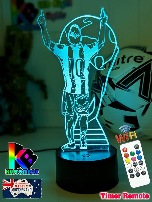 Lionel Messi Footballer Player World Cup 3D LED Night Light - KustomboxNight Lights & Ambient LightingKustomboxStandardWhite Crack Base