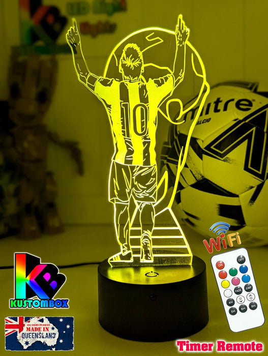 Lionel Messi Footballer Player World Cup 3D LED Night Light - KustomboxNight Lights & Ambient LightingKustomboxStandardWhite Crack Base