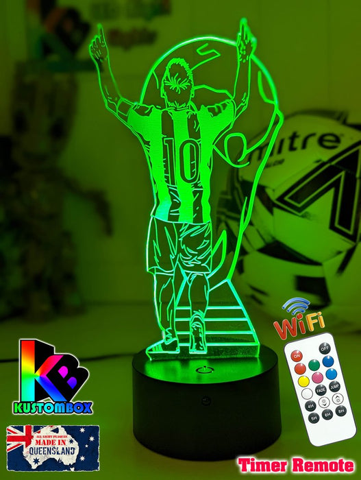 Lionel Messi Footballer Player World Cup 3D LED Night Light - KustomboxNight Lights & Ambient LightingKustomboxStandardWhite Crack Base