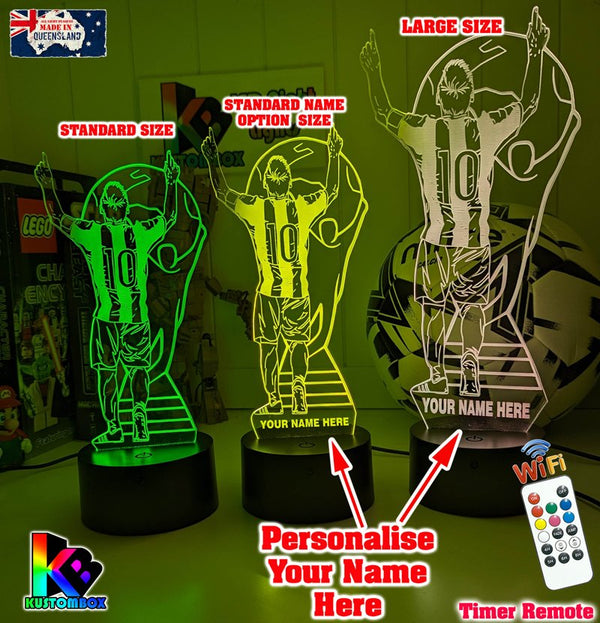 Lionel Messi Footballer Player World Cup 3D LED Night Light - KustomboxNight Lights & Ambient LightingKustomboxStandardWhite Crack Base