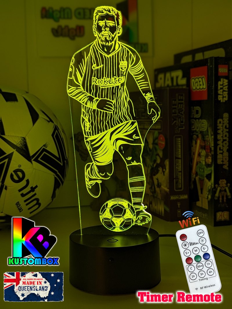 Lionel Messi Soccer Footballer Player 3D LED Night Light - KustomboxNight Lights & Ambient LightingKustomboxStandardWhite Crack Base