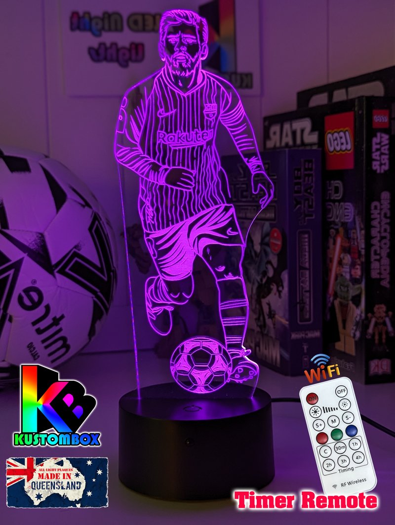 Lionel Messi Soccer Footballer Player 3D LED Night Light - KustomboxNight Lights & Ambient LightingKustomboxStandardWhite Crack Base