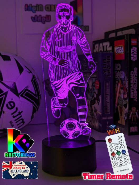 Lionel Messi Soccer Footballer Player 3D LED Night Light - KustomboxNight Lights & Ambient LightingKustomboxStandardWhite Crack Base