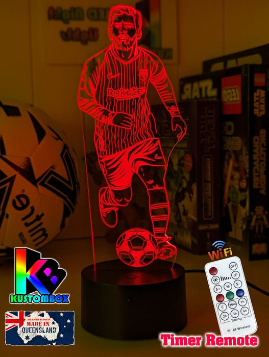 Lionel Messi Soccer Footballer Player 3D LED Night Light - KustomboxNight Lights & Ambient LightingKustomboxStandardWhite Crack Base