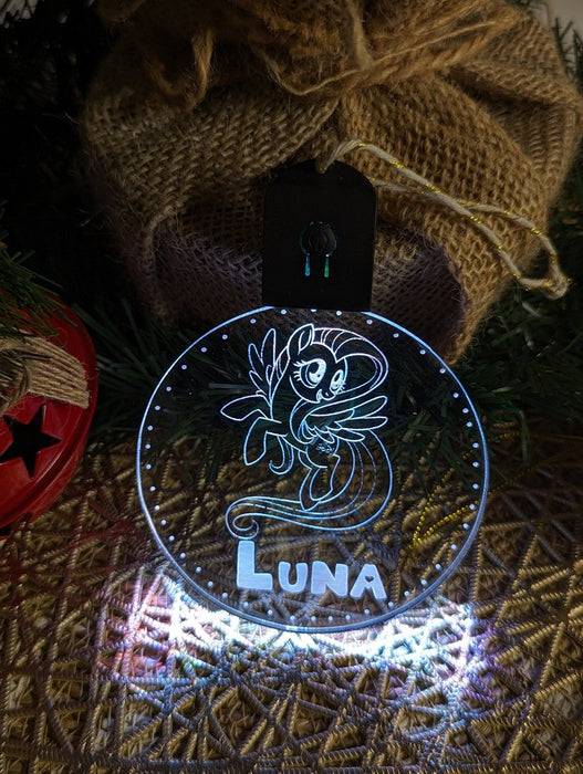 Little Unicorn Pony Personalised Christmas Tree Bauble 3D LED Light Decoration - KustomboxNight Lights & Ambient LightingKustomboxP2 Pony Standard