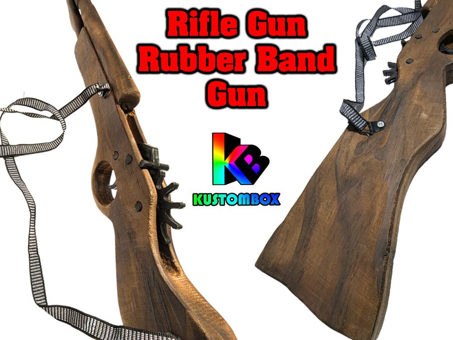 Long Barrel Wooden Rifle Gun - Rubber Band Launcher Timber x 2 pc - KustomboxToys & GamesKustomboxLong Barrel Rifle x 1 pc