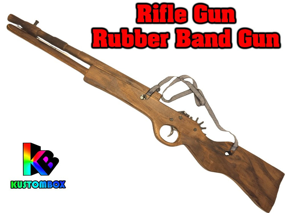 Long Barrel Wooden Rifle Gun - Rubber Band Launcher Timber x 2 pc - KustomboxToys & GamesKustomboxLong Barrel Rifle x 1 pc