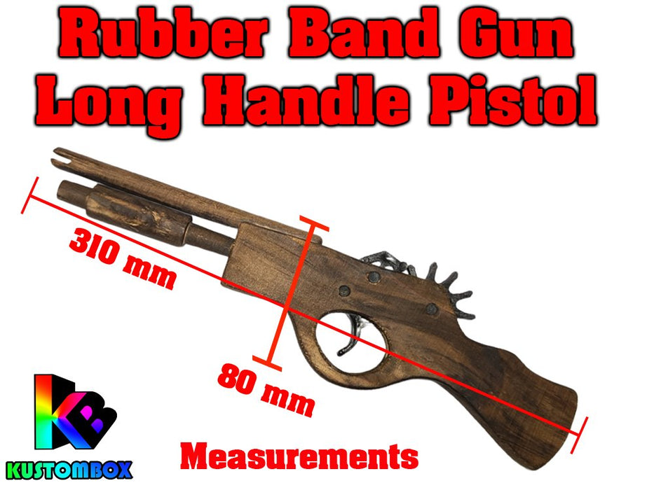 Long Handled Pistol Gun Rubber Band Timber Launcher Wood x 2 - KustomboxToys & GamesKustomboxLong Handle Pistol x 2