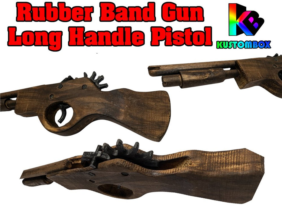 Long Handled Pistol Gun Rubber Band Timber Launcher Wood x 2 - KustomboxToys & GamesKustomboxLong Handle Pistol x 2