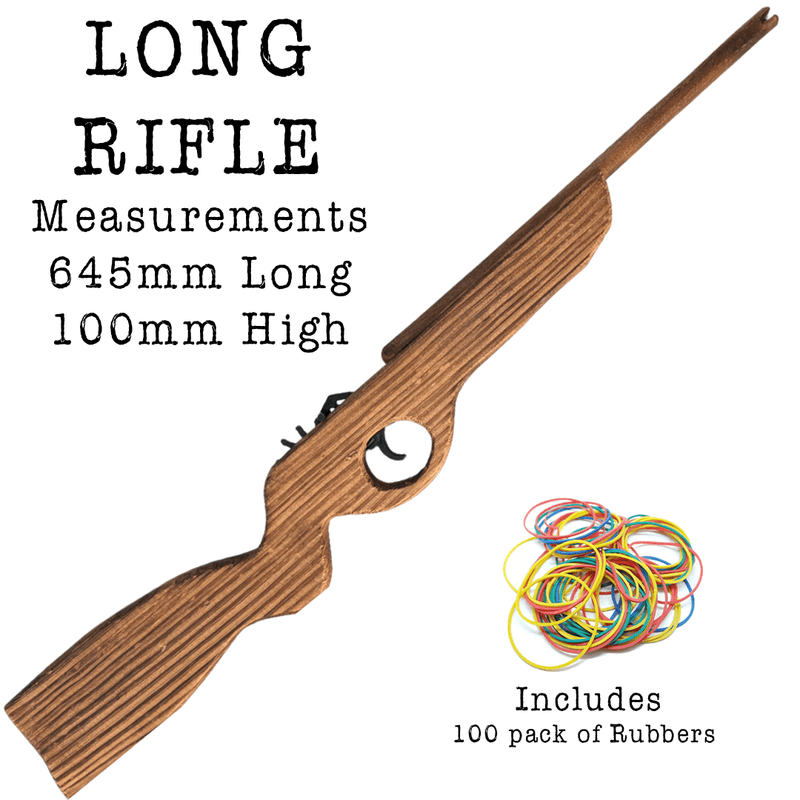 Long Rifle Shotgun Gun Wooden Rubber Band Gun Handmade Wooden Toy - KustomboxToys & GamesKustomboxLong Barrel Rifle x 1 pc