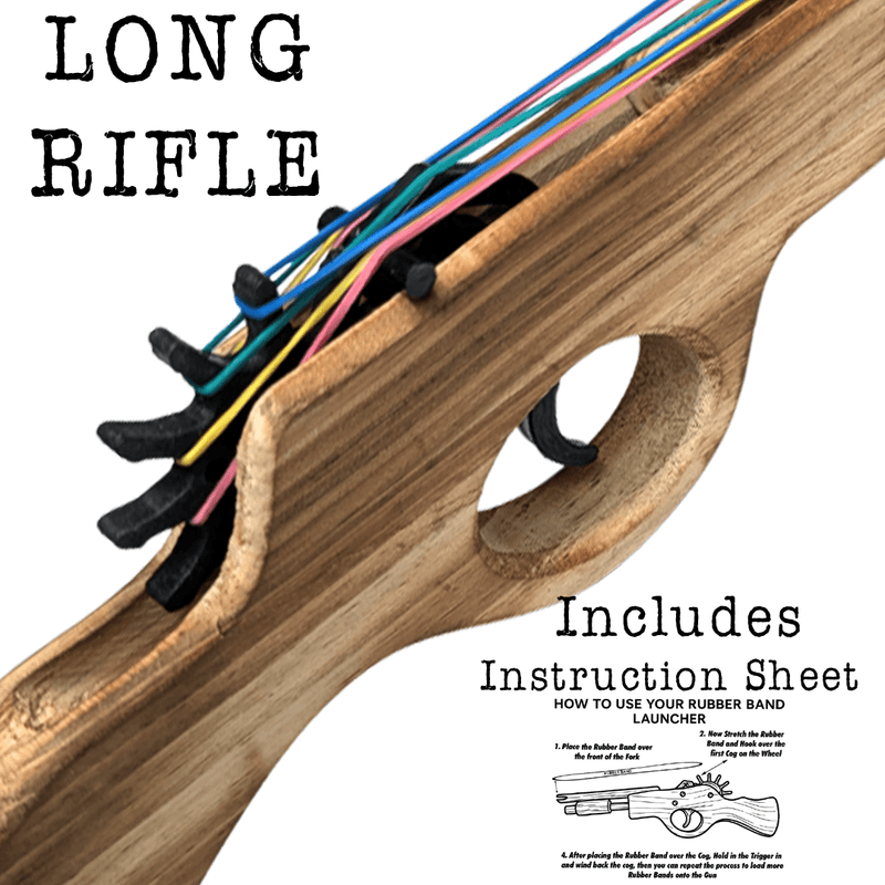 Long Rifle Shotgun Gun Wooden Rubber Band Gun Handmade Wooden Toy - KustomboxToys & GamesKustomboxLong Barrel Rifle x 1 pc