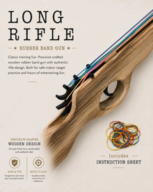 Long Rifle Wooden Rubber Band Toy Classic Timber Toy Gun - KustomboxToys & GamesKustombox2 x Long Rifle