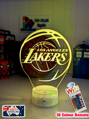 Personalised Los Angeles Lakers acrylic night light featuring team logo outline and custom engraving