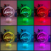 Los Angeles Lakers 3D LED logo light, engraved with name or number, showing vivid team colours