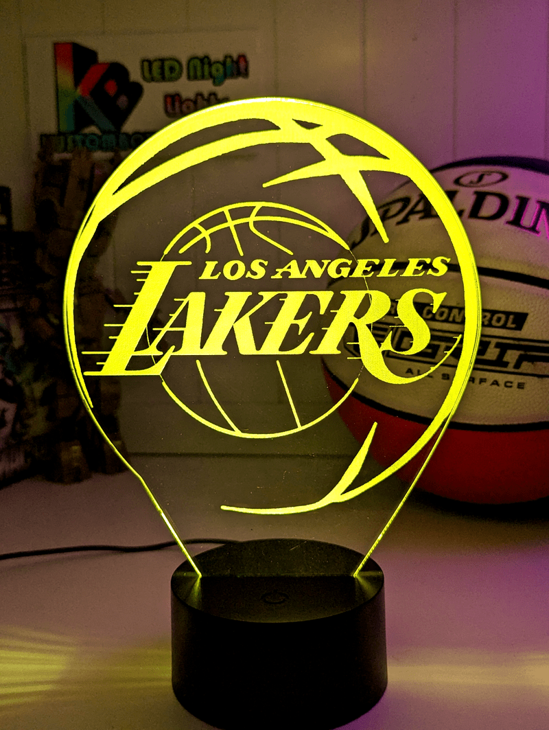 Los Angeles Lakers Personalised 3D LED Night Light Custom Name Basketball Lamp - KustomboxNight Lights & Ambient LightingKustomboxStandard Size - No Name
