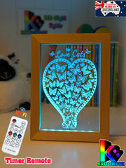 Love Cats & Heart of Butterflies Personalised Name Timber Picture Frame USB 3D LED Night Light Lamp - KustomboxNight Lights & Ambient LightingKustomboxTimber Frame Light